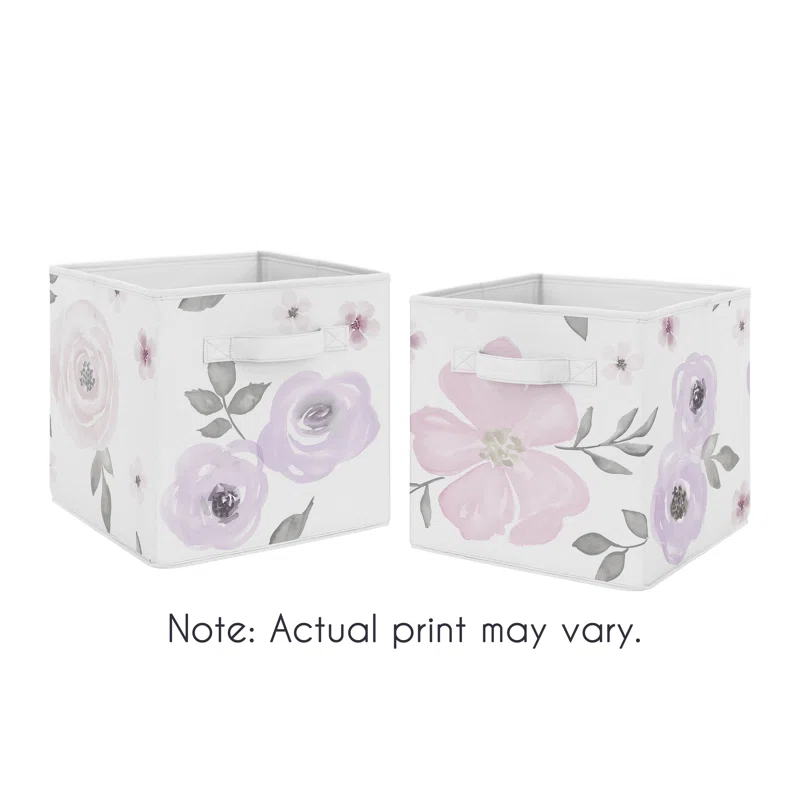 Sweet Jojo Designs Watercolor Floral Fabric Storage Bin (Set of 2)
