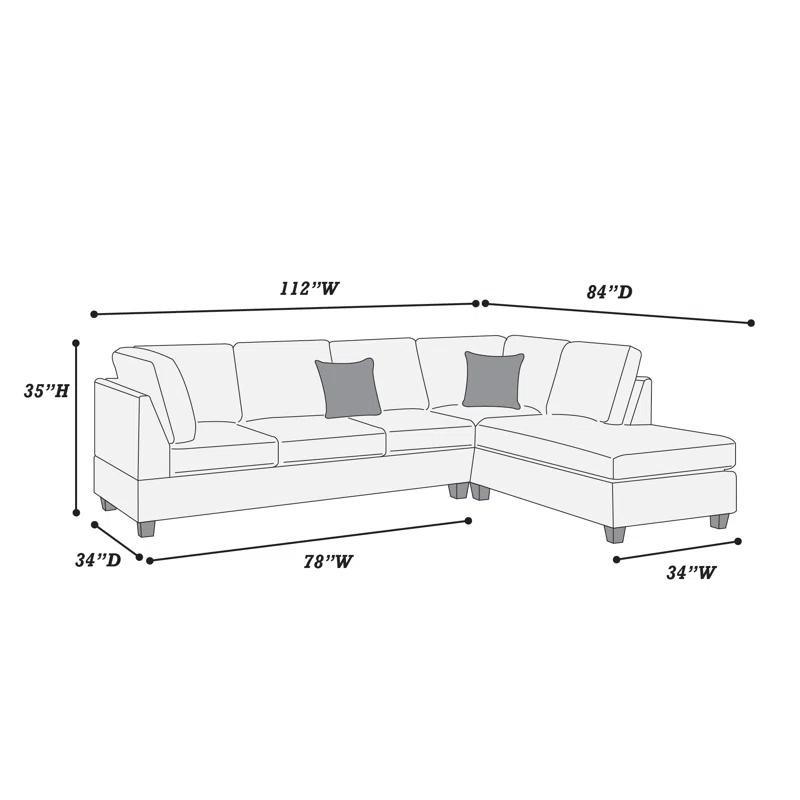 Poundex 3 - Piece Upholstered Sectional