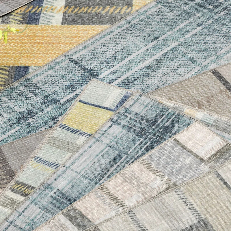 NELE Machine Washable Modern Lattice Area Rug Yellow/Blue Multi