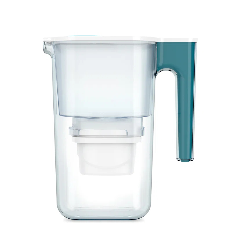 Aqua Optima Perfect Pour 6 Cup Water Filter Pitcher By Aqua Optima, Ergonomic, Eliminates Splashes And Spills, Bpa Free, Wqa Certified, Includes 1 Evolve+ Water Filter, Blue
