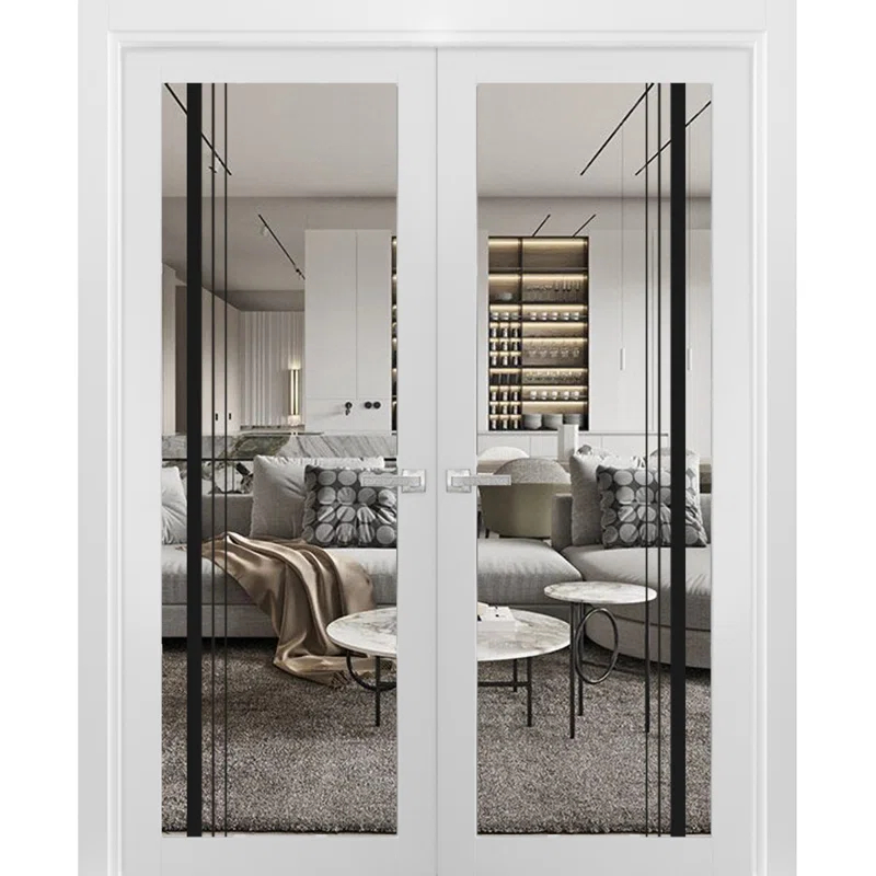 2566 Solid + Manufactured Wood Paneled French Doors