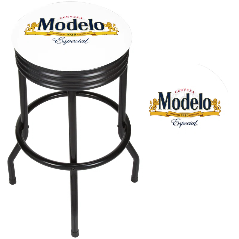 Trademark Global Modelo Swivel Upholstered Counter Stool with Metal Frame