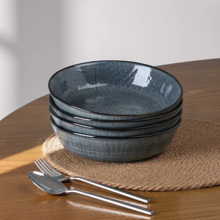 Esma Stoneware 32 Oz Large Pasta Bowl (Set of 4)