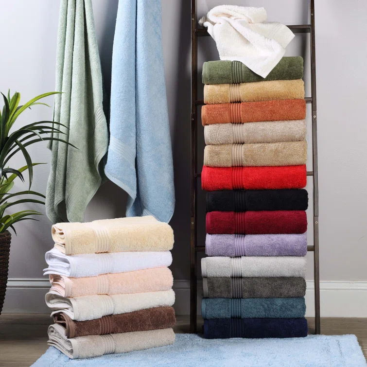 Superior Heritage Certified Egyptian Cotton Plush Absorbent Luxury Bath Towel (Set of 2)