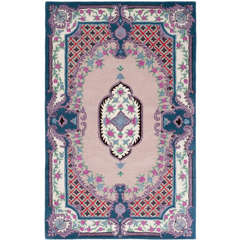 Luxembourg Floral Handmade Tufted Wool Pink/Ivory Area Rug