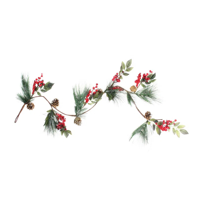Northlight Seasonal 4.5' x 5.5" Green and Red Snow Dusted Artificial Christmas Garland - Unlit