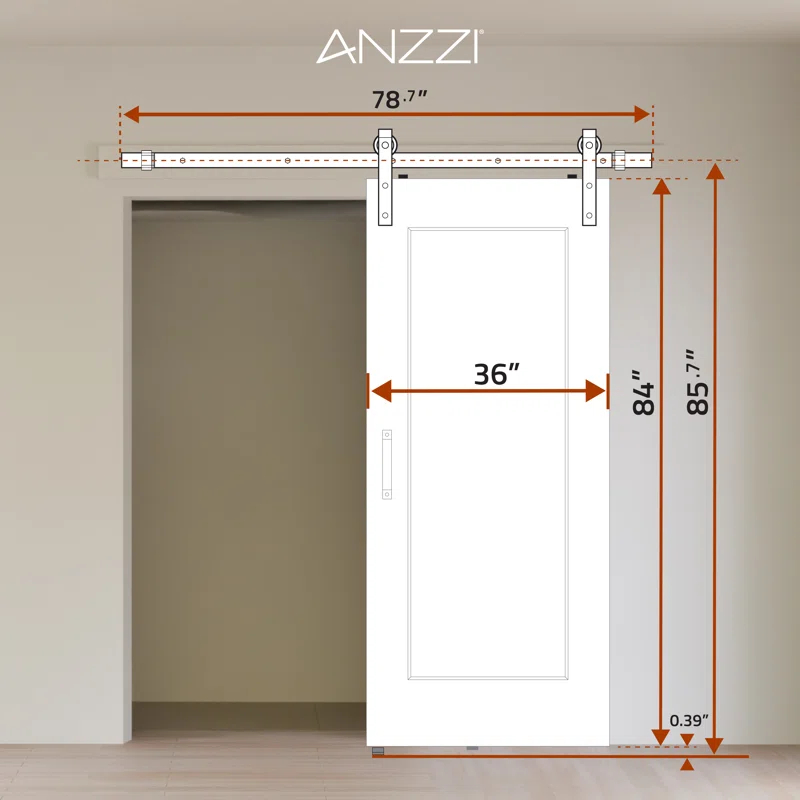 ANZZI ANZZI 1 Patio Wood Finish Barn Doors - Durable, Sleek Design, Easy Installation - Hardware Kit Included - Perfect For Indoor & Outdoor