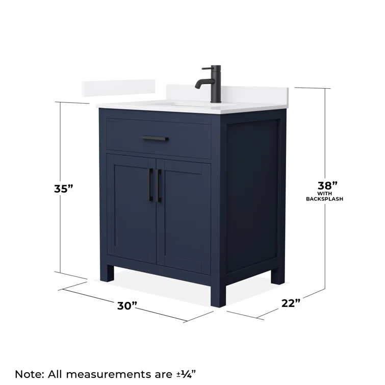 Wyndham Collection Beckett 30" Freestanding Single Bathroom Vanity with Quartz Top