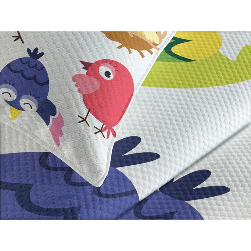 Ambesonne Ambesonne Bird Bedspread Set 3 Pcs Funny Birds Sun Cartoon Queen Multicolor