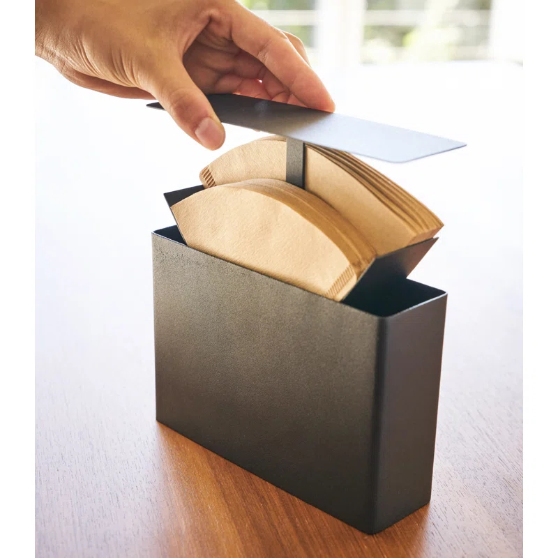 Yamazaki Home Yamazaki Home 02 Coffee Filter Case - Kitchen Storage Holder Container, Steel, Lid