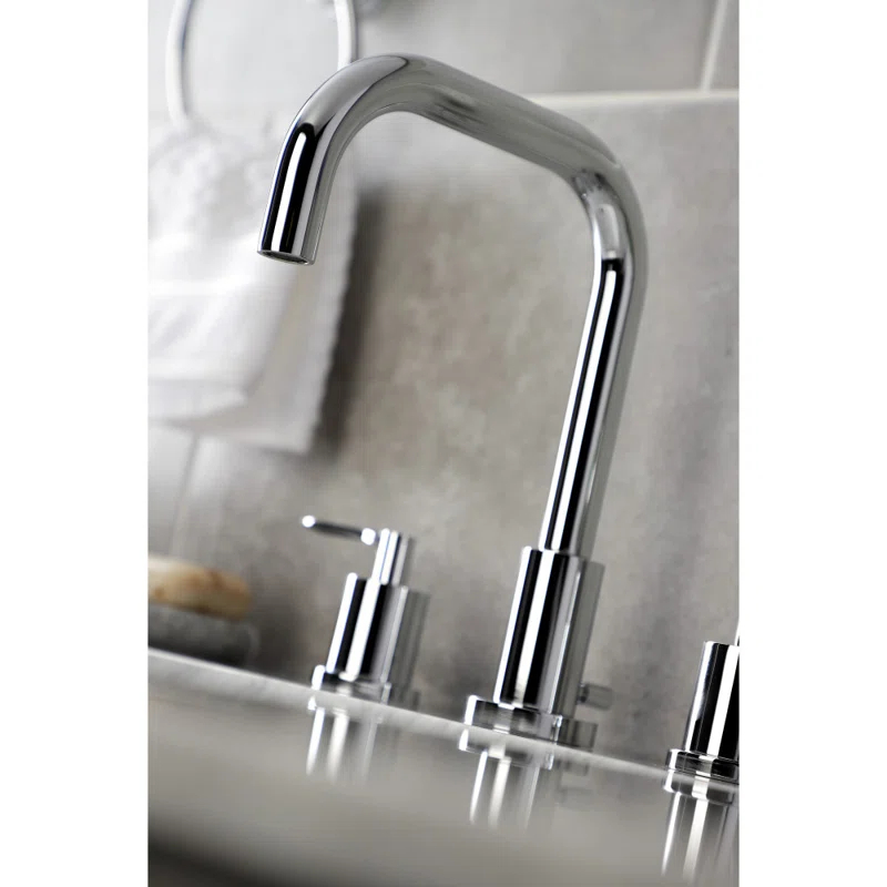 Kingston Brass FSC8931SVL Kingston Brass Serena Two-Handle 3-Hole Deck Mount Widespread Bathroom Faucet with Brass Pop-Up Drain