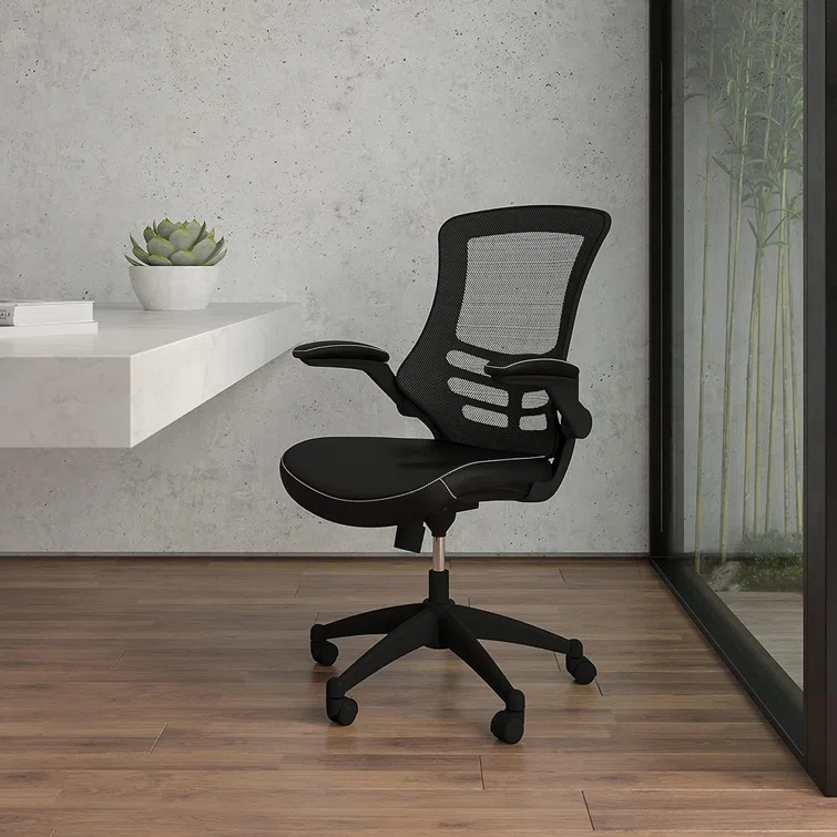 Flash Furniture Jayetta Mid-Back Mesh Swivel Ergonomic Office Chair with Flip-Up Arms