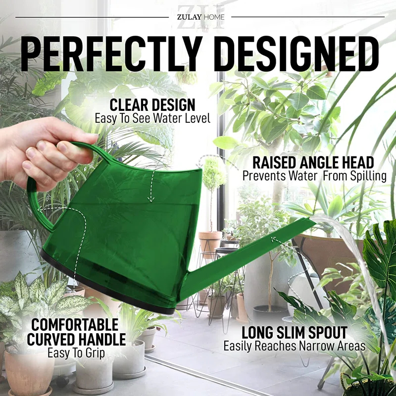 Zulay Kitchen Zulay Home Watering Can for Indoor Plants, Translucent Small Watering Cans, Long Spout Water Can for Outdoor, 1/3 Gallon 1.4L 47oz