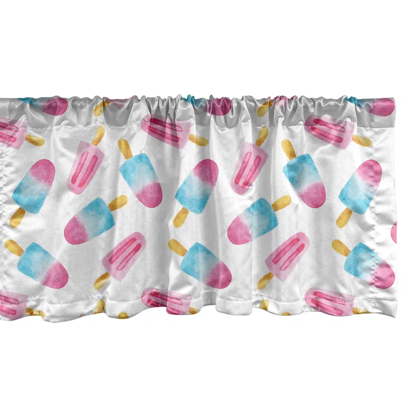 Ambesonne Geometric Valance Pack of 2 Colorful 3D Shapes