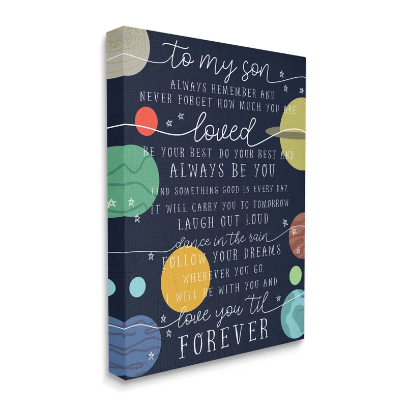 Stupell Industries My Son Love You Forever Phrase Outer Space Oversized Black Framed Giclee Texturized Art By Daphne Polselli | Wayfair