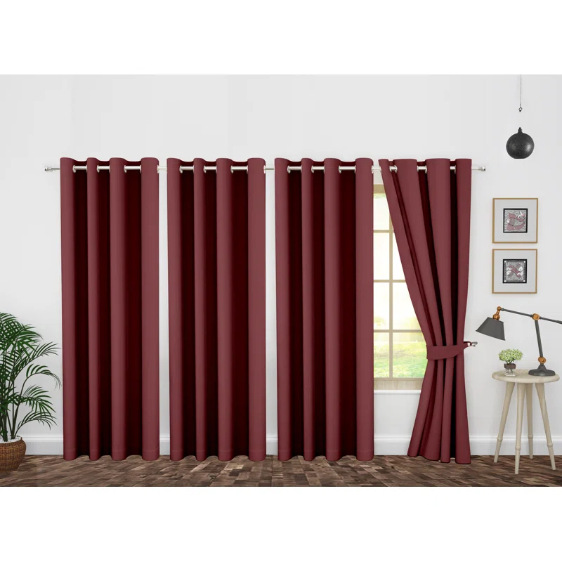 Ample Decor Solid Blackout Thermal Grommet Curtain Panels (Set of 4)