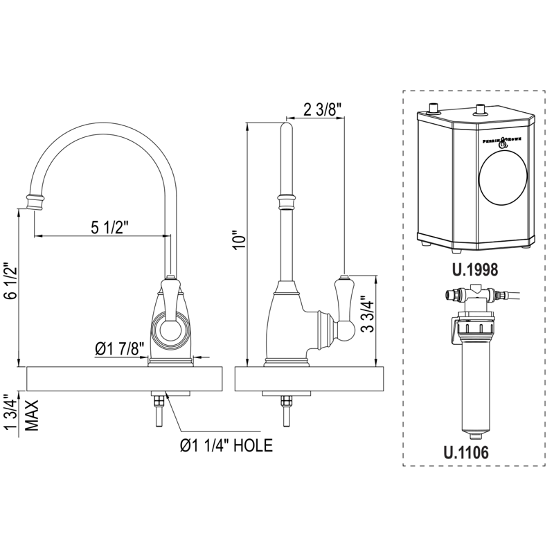 Georgian Era Hot Water Dispenser, Tank And Filter Kit