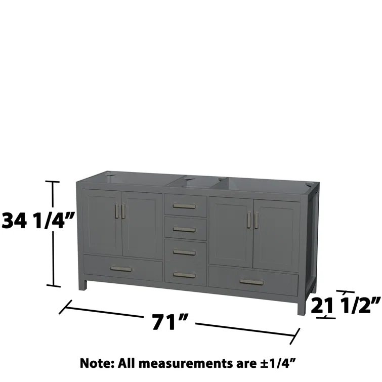 Wyndham Collection Sheffield 71" Freestanding Double Vanity Base Only