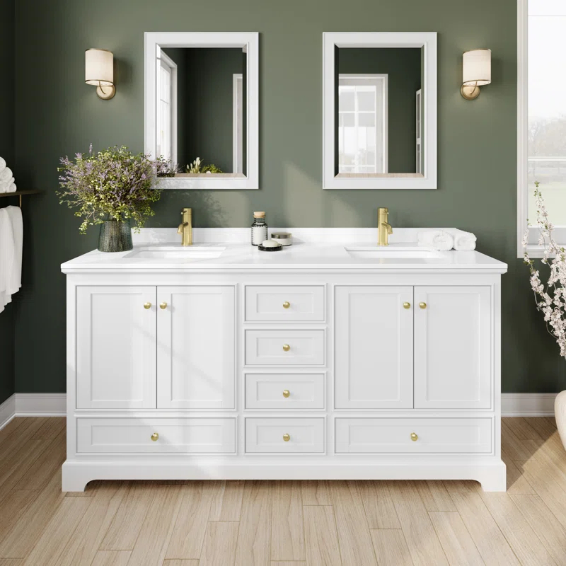 Wyndham Collection Deborah 72'' Double Bathroom Vanity with Marble Top