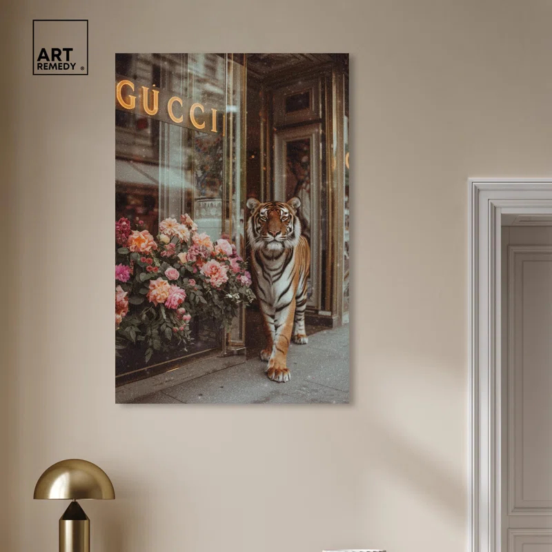 Art Remedy Tiger at the Store Canvas Fashion Designer Wall Art by Art Remedy