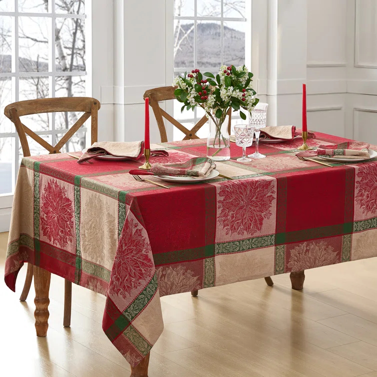 The Holiday Aisle® Kaosayn Jacquard Woven Cotton Christmas/Holiday Rectangle Tablecloth