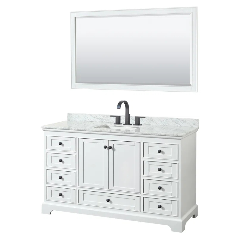 Wyndham Collection Deborah 60'' Single Bathroom Vanity with Marble Top with Mirror
