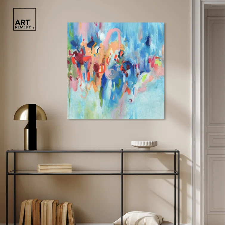 Art Remedy Art Remedy New Sky Framed Blue Abstract 1 Piece Canvas Wall Art 57079