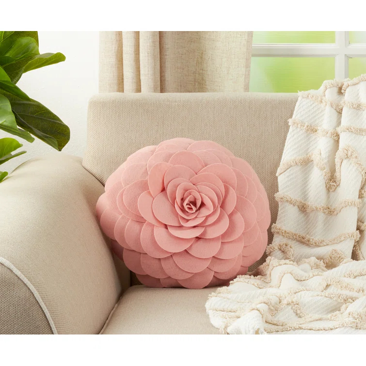 Saro Felt Collection Appliqued Felt Throw Pillow