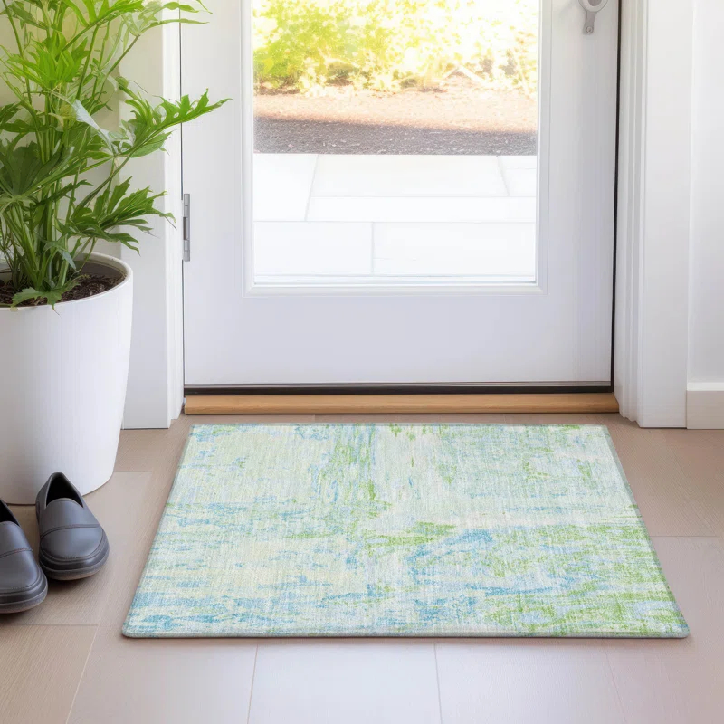 Wade Logan® Machine Washable Indoor/Outdoor Christain ACN1352 Mint Rug