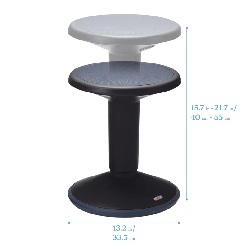 ECR4Kids SitWell Wobble Stool, Adjustable Height, Active Seating