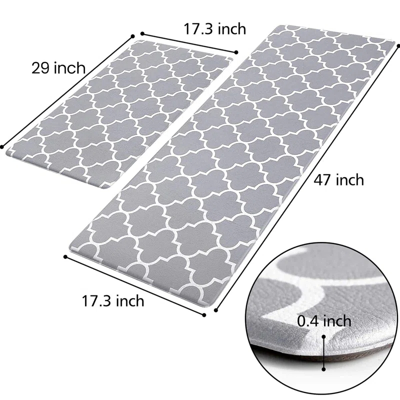 Lark Manor™ Kitchen Mat [2 PCS] Cushioned Anti-Fatigue Kitchen Rug, Waterproof Non-Slip Kitchen Mats And Rugs Heavy Duty PVC Ergonomic Comfort Foam Rug For Kitchen, Floor Home, Office, Sink, Laundry