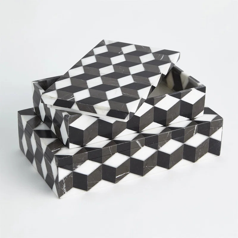 Global Views Escher Marble Box-Lg