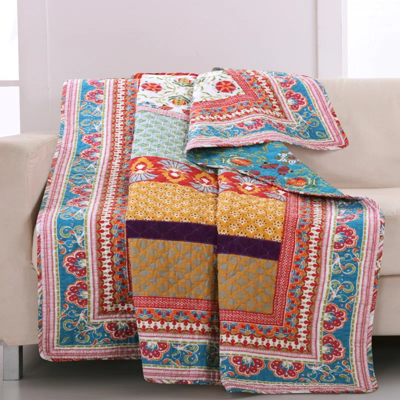 Greenland Home Fashions Thalia Embellished Reversible Quilted Cotton Throw