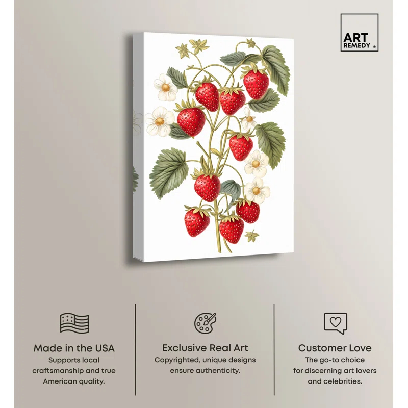 Art Remedy Leafed Berry Canvas Vintage Prints by Art Remedy