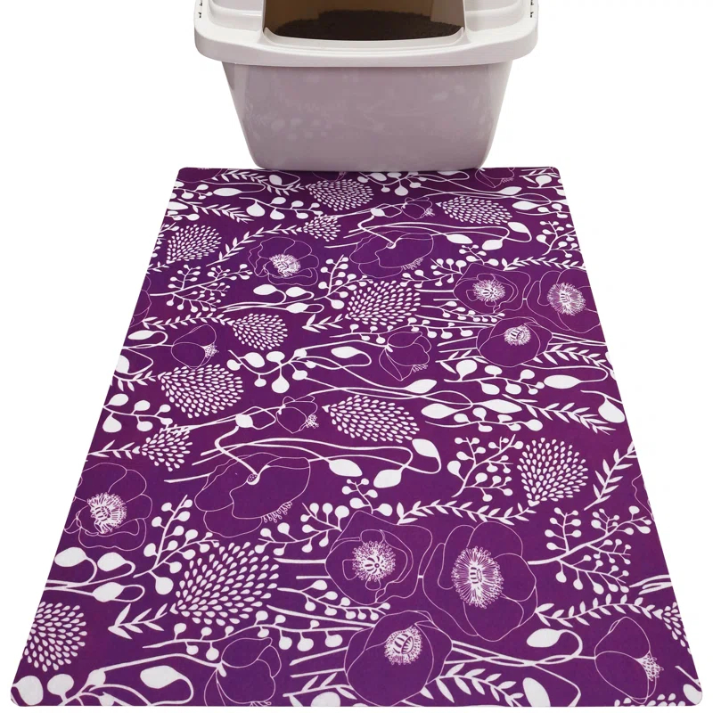Cat Litter Mat for Litter Box, Protective & Decorative - Absorbent, Waterproof, Machine Washable