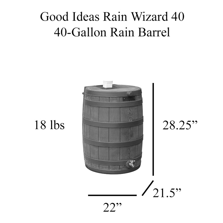 Good Ideas Good Ideas Rain Wizard Whiskey Style Rain Barrel with Overflow and Spigot