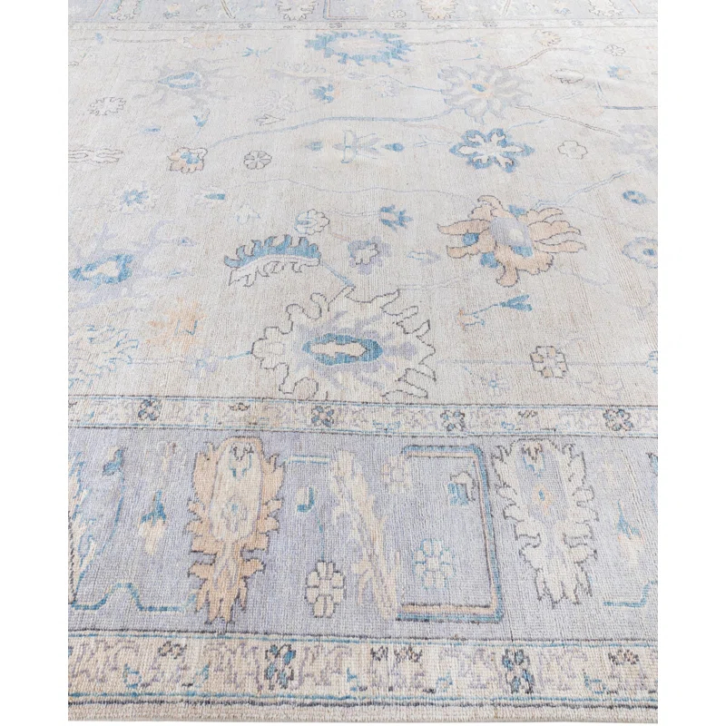 Solo Rugs One-of-a-Kind Rectangle 9'10" X 13'5" Wool Area Rug Ivory/Blue/Gray/Yellow