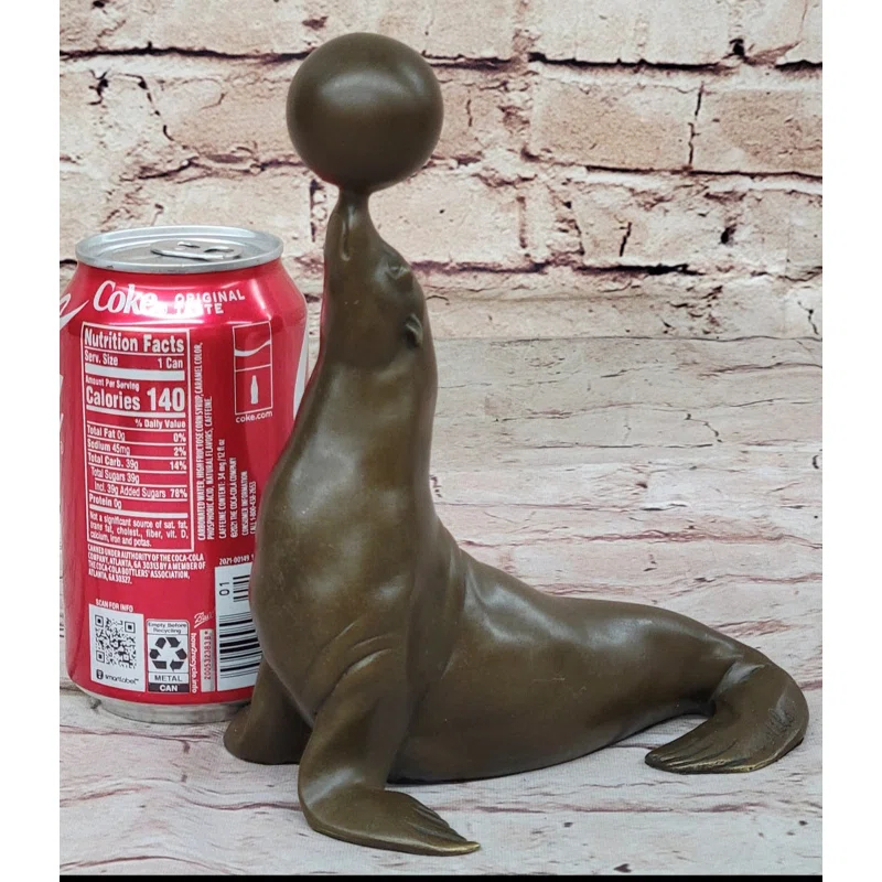 Rosecliff Heights Seal Balancing Ball on Nose - Bronze Figure Sculpture Original Art by Milo