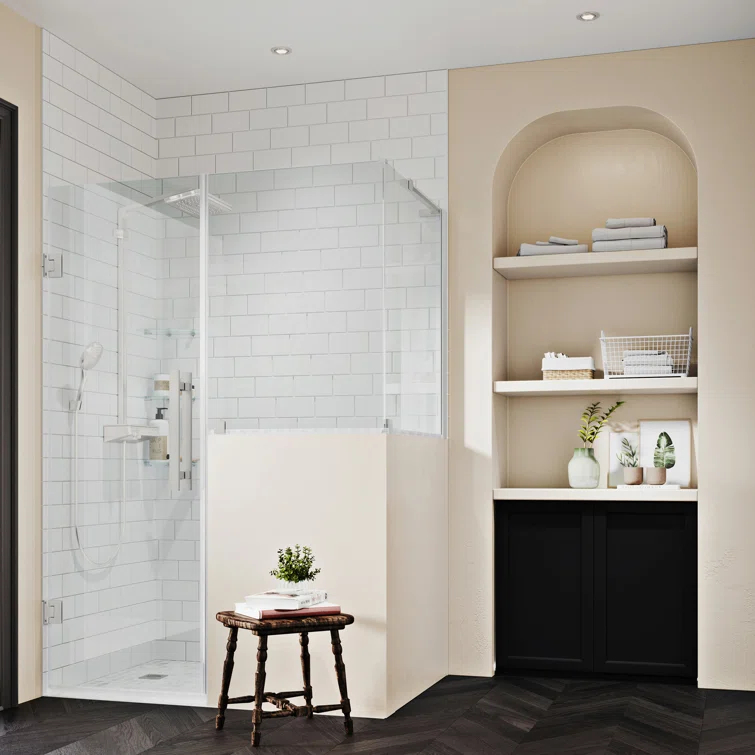 Ove Decors Endless Tampa-Pro 47" W x 72" H Buttress Corner Shower Kit, Door, Panel, Shelves TP0194201