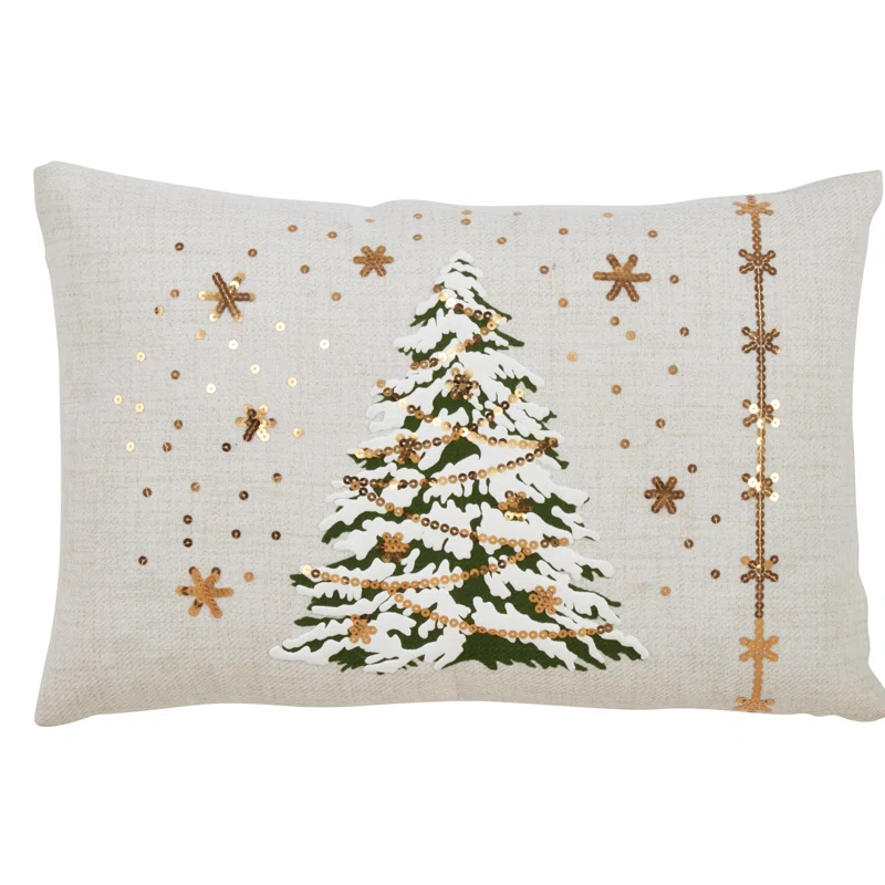 Christmas Tree Sequined Throw Pillow
