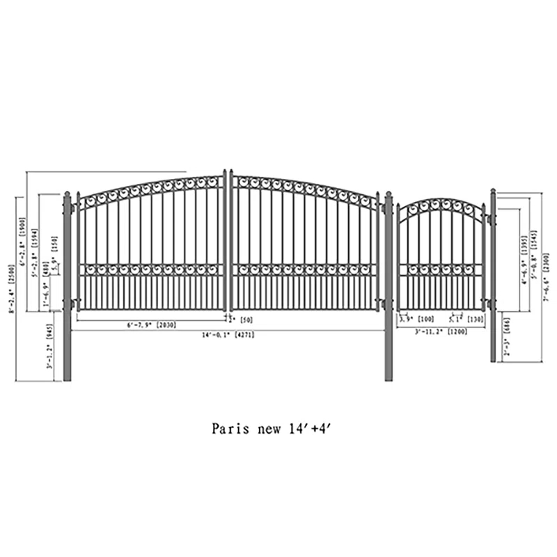 ALEKO 6 ft. H Paris Metal Driveway Dual Swing Gate with Pedestrian Gate