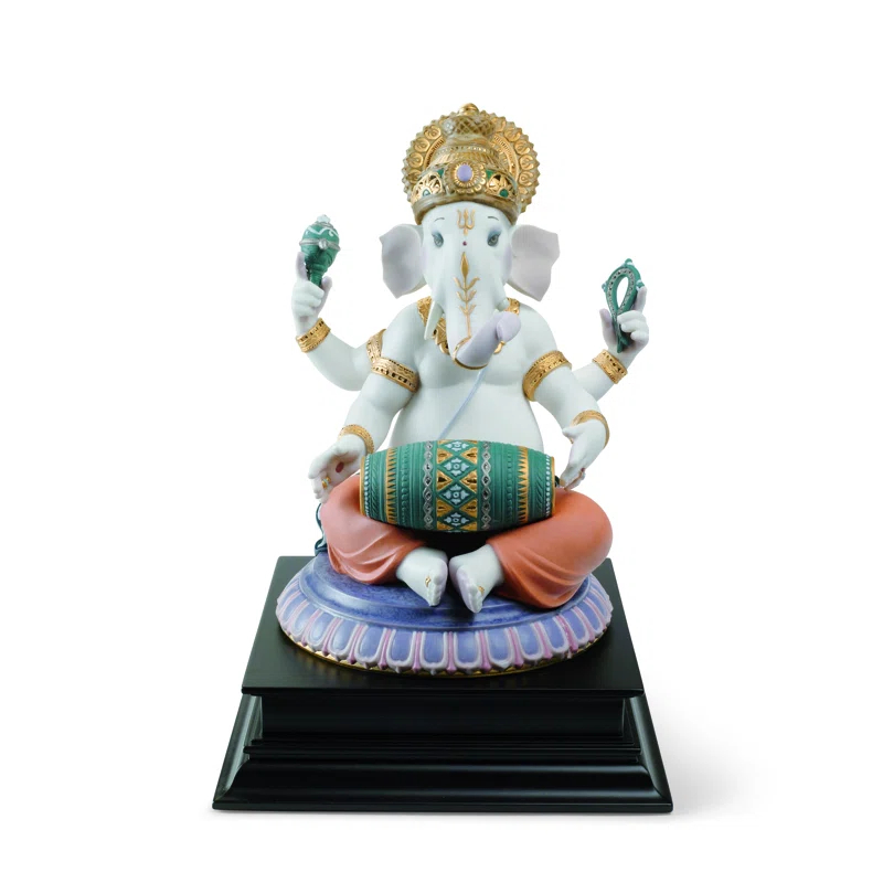 Lladro Mridangam Ganesha Figurine