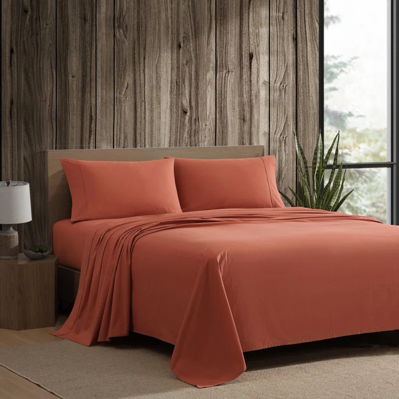 Eddie Bauer Eddie Bauer Solid Brushed Percale Cotton Sheet Set