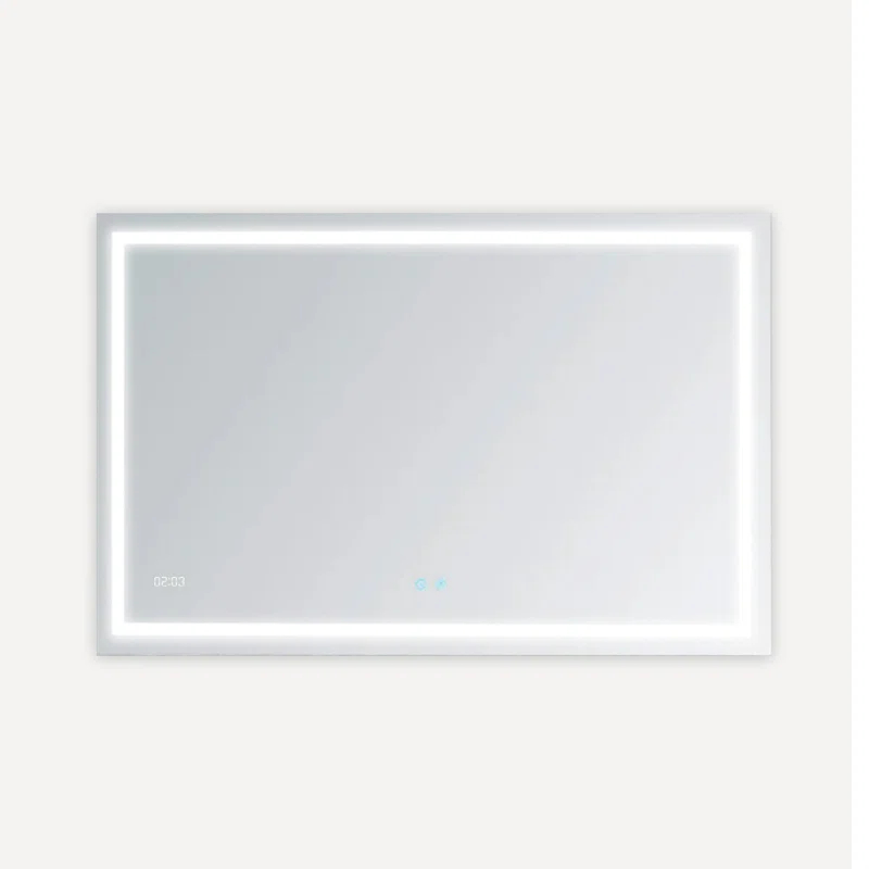 AQUADOM AQUADOM Daytona 40" W x 36" H x 1" D, LED Wall-Mount Mirror for Bathroom with 3 Color Temperature Light, Touch Control, Dimmer and Defogger, Digital Clock