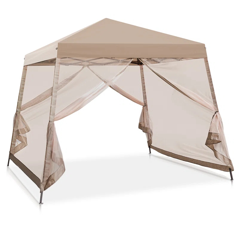 COOS BAY 10 Ft. W X 10 Ft. D Steel Pop Up Slant Leg Patio Gazebo With Netting