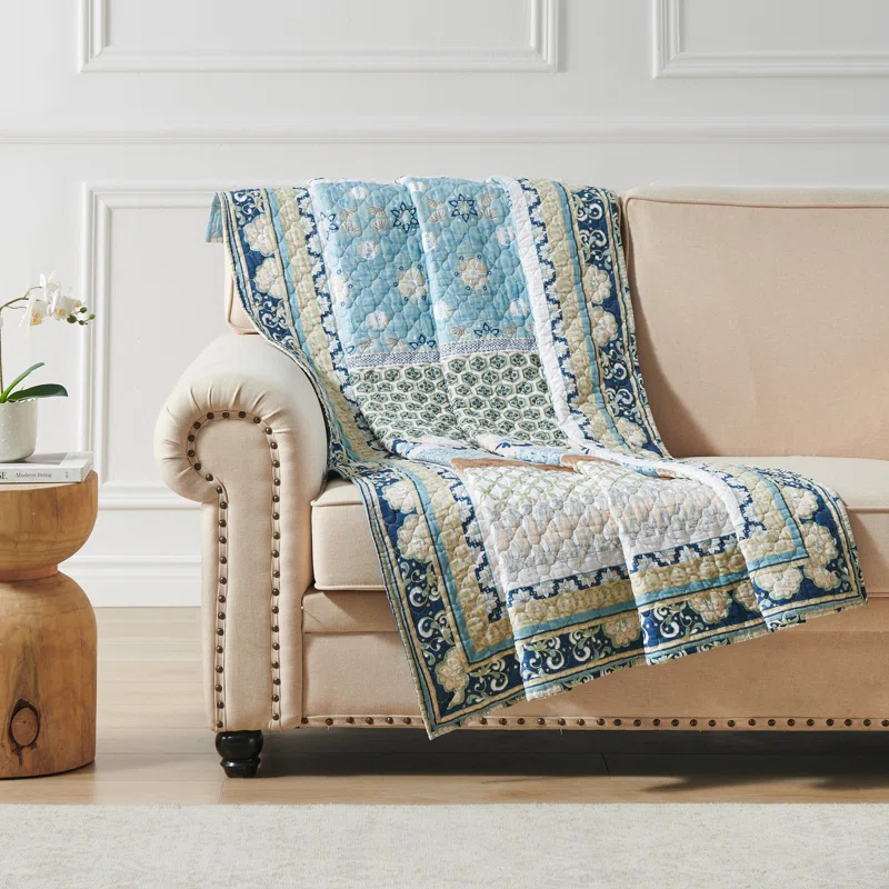 Greenland Home Fashions Thalia Embellished Reversible Quilted Cotton Throw