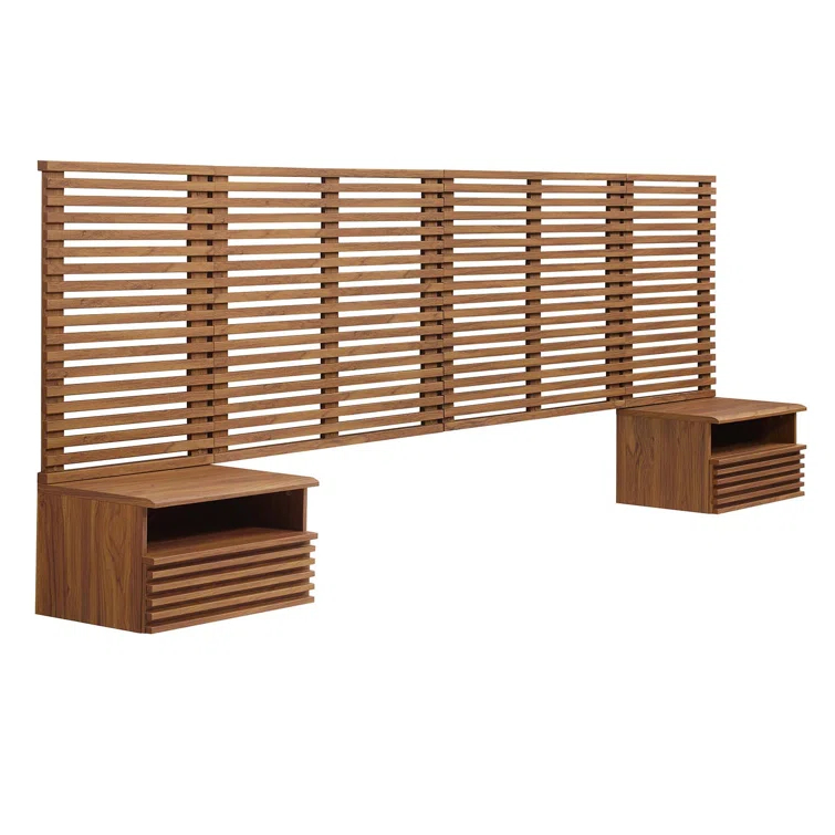 Modway Modway Render Wall Mount King Headboard and Modern Nightstands