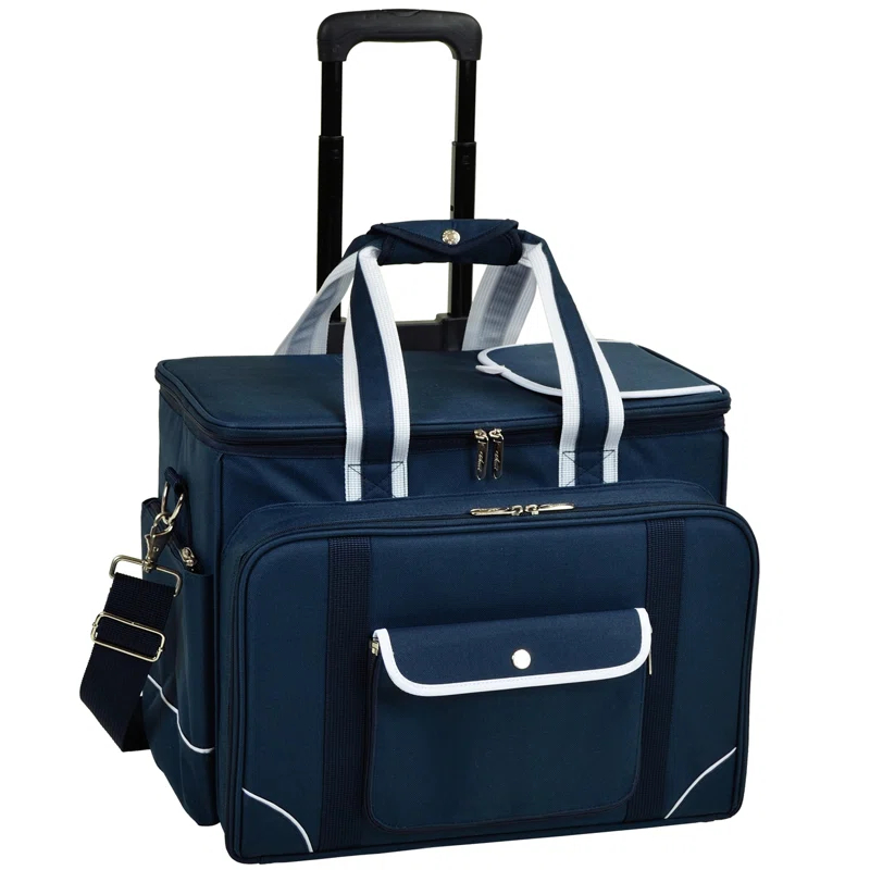 Picnic at Ascot Picnic At Ascot Soft Sided Rolling Cooler With Four Person Picnic Set