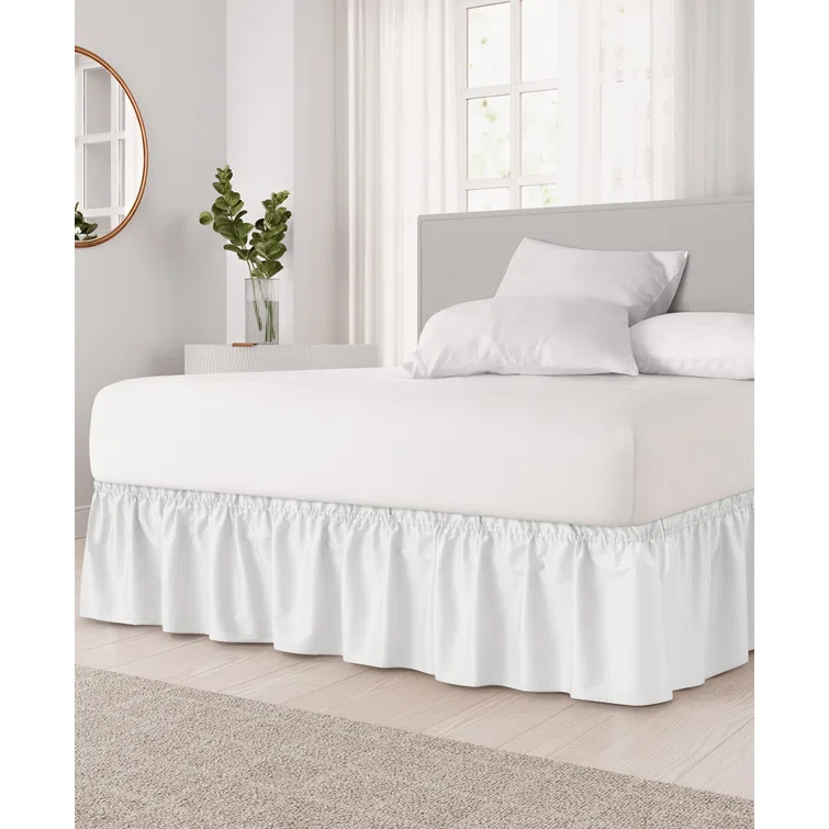 CGK Linens Ruffled Elastic Wrap Around Tailored Bed Skirt
