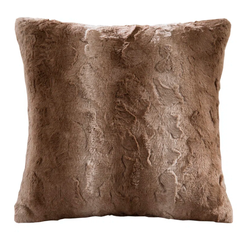 Faux Fur Striped Throw Pillow